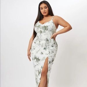 SHEIN Plus Size Tie Dye Split Thigh Cami Dress